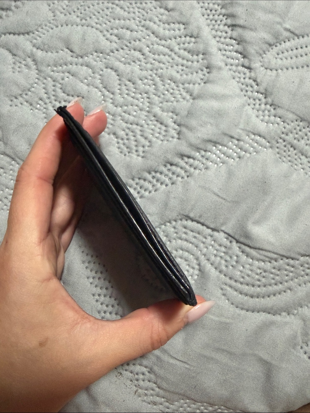 Saint Laurent Black Textured Leather Card Holder with Silver Logo - Picture 3 of 5